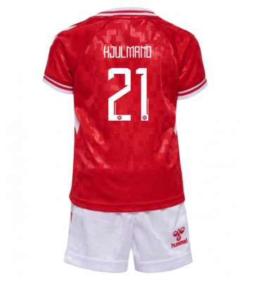 Dinamarca Morten Hjulmand #21 Primera Equipación Niños Eurocopa 2024 Manga Corta (+ Pantalones cortos)